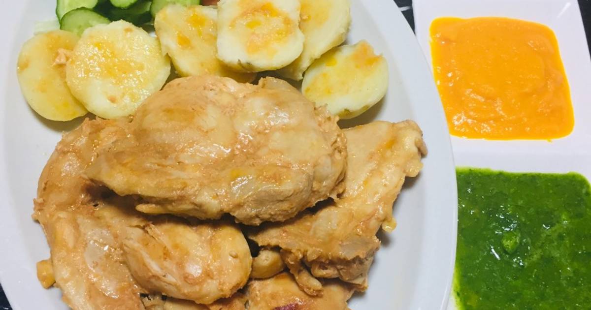 Filetes de pollo anticuchado con Papas Doradas! Receta de yenit julia  tajiri- Cookpad