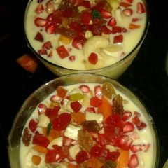Fruit custard with dry fruits A picture of Fruit custard with dry fruits.