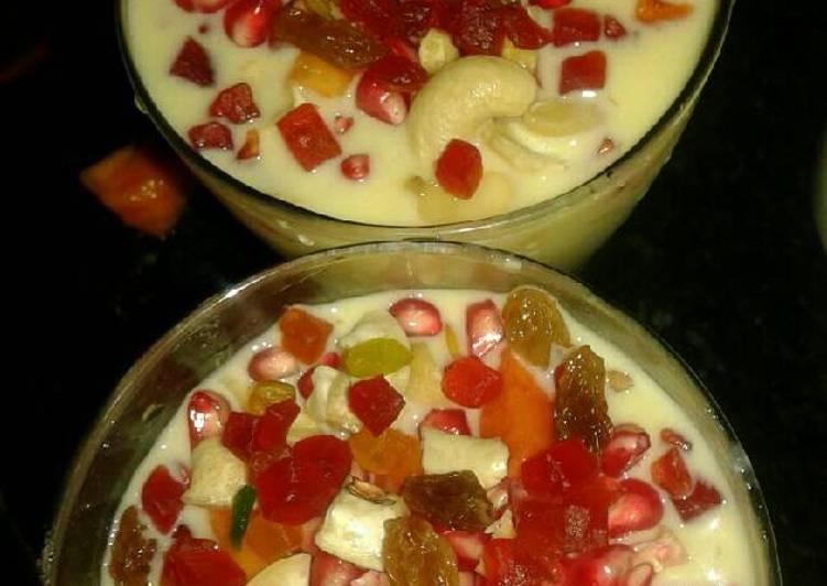 Steps to Prepare Any-night-of-the-week Fruit custard with dry fruits