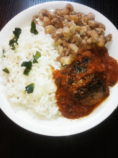 A picture of Rice and beans.