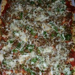 A picture of Italian Sausage and Bell Pepper Pizza.