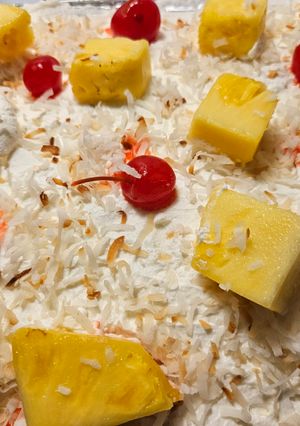 A picture of Pina Colada Poke Cake.