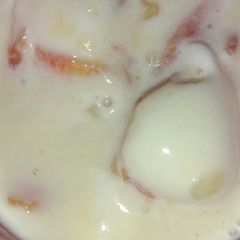 Mango shake with mix fruit ice cream A picture of Mango shake with mix fruit ice cream.