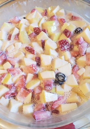 Una foto de Postre de manzana y fresa