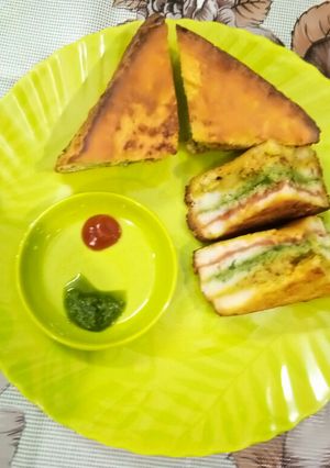 A picture of Three colors sandwich.