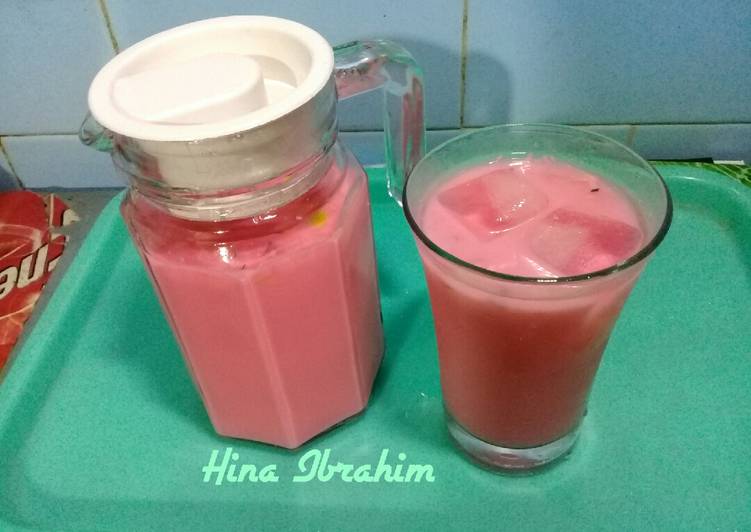 Simple Way to Prepare Spring RoohAfza Milk Drink
