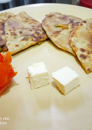 A picture of Soya Granuals with Peas Parantha.