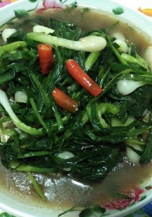 รูปของ ปลานิลนึ่งราดต้นหอมผัดน้ำมันหอย