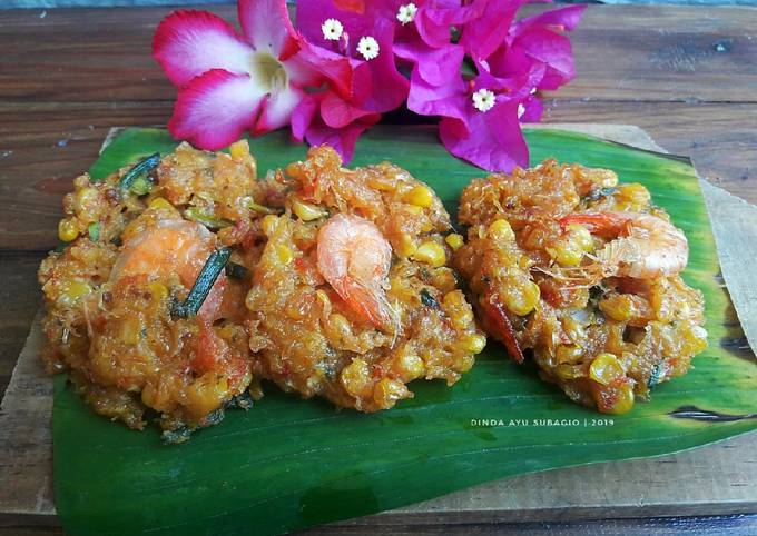 Dadar Jagung (Bakwan Jagung) Udang Bumbu Jawa