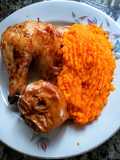Pollo al horno con puré de zanahoria, zapallo y boniato