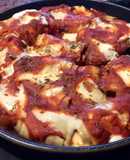 Canelones de berenjenas con relleno de pollo y queso