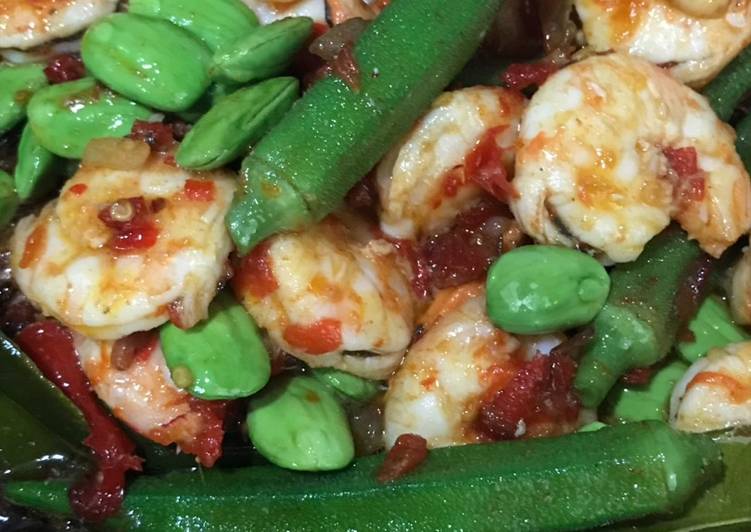 Siap Saji Sambal udang petai dengan okra Enak Bergizi