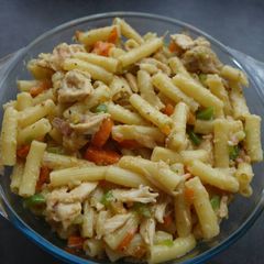 A picture of Macaroni and chicken.