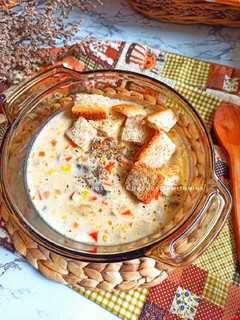 Foto resep Cream Soup/ Krim Sup Jagung dan Jamur