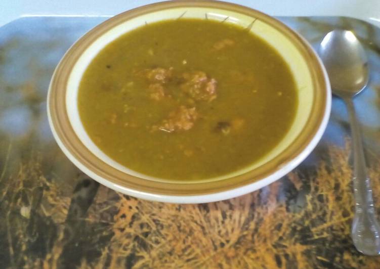 Now You Can Have Your Red/Green Lentil Soup with Beef Sausage