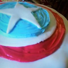 Captain America Cake A picture of Captain America Cake.