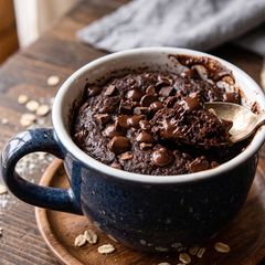 A picture of 2-minute microwave mug brownie baked oats.