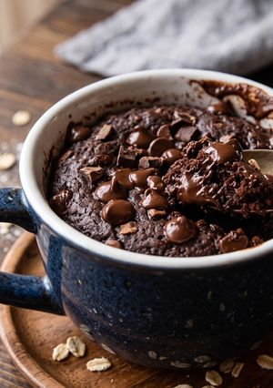A picture of 2-minute microwave mug brownie baked oats.