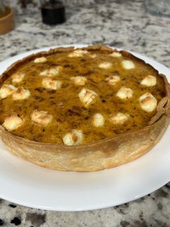 Una foto de Quiche de puerro y calabaza