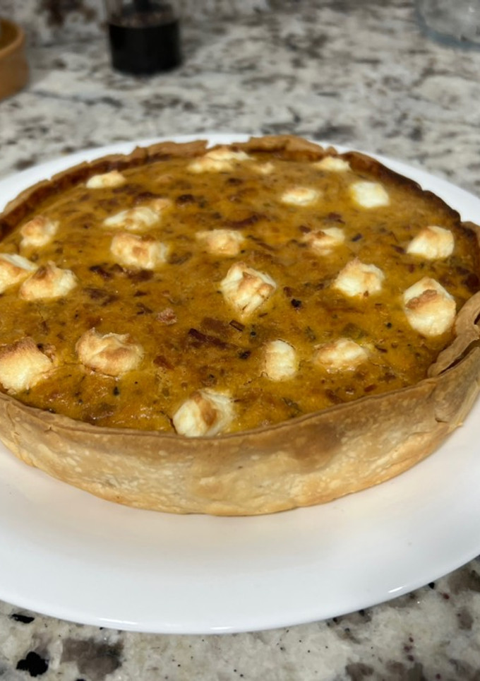 Una foto de Quiche de puerro y calabaza