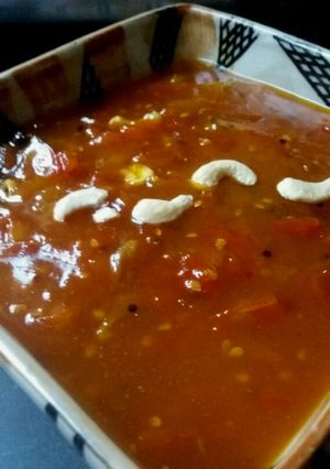 A picture of Tomato chutney with dates and mango pulp candy.