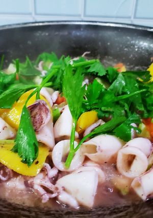 Hình của món Mực xào.