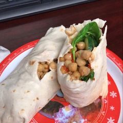 A picture of Vegan sweet chili "chicken" wrap.