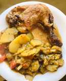 Patamuslos de pollo al tomillo con papas