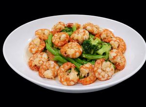 Hình của món SP.0337 - Tôm Xào Đậu Que & Bông Cải.