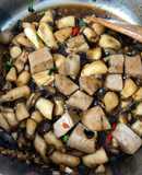 Nấm đùi gà baby kho chả lụa nước tương