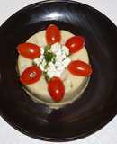 Polenta with cremini mushrooms and feta cheese