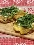 Bruschetta with Caramelized Figs, Toma Cheese, and Arugula