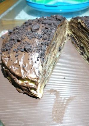 Foto resep Coklat capucino crepe cake plus oreo 🤭🤭