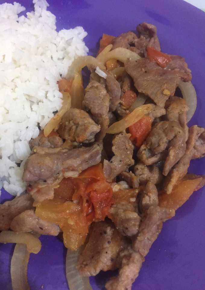 Una foto de Fajitas de res en tres pasos😋