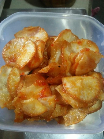 Langkah Gampang Membikin Resep Keripik singkong pedas manis yang Enak Banget Anti Ribet, Bikin Ngiler