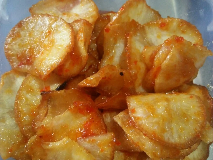 Langkah Gampang Membikin Resep Keripik singkong pedas manis yang Enak Banget Anti Ribet, Bikin Ngiler