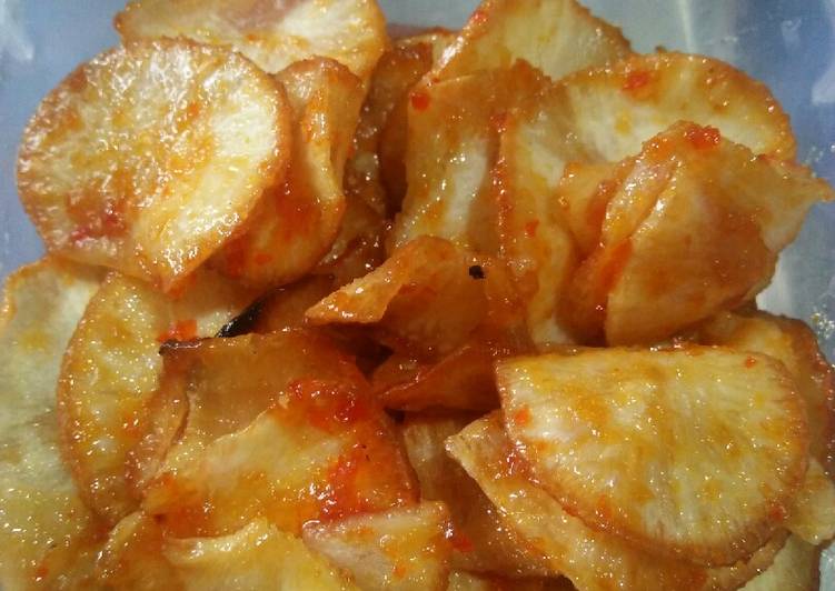 Bumbu Keripik singkong pedas manis | Langkah Membuat Keripik singkong pedas manis Yang Enak Dan Lezat