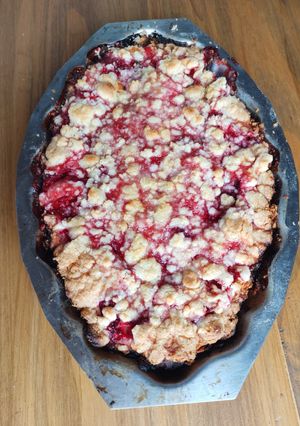 Una foto de Tarta crumble de frutillas