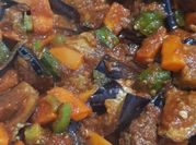 A picture of veges mixed with eggs