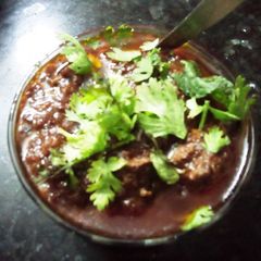 A picture of Bhunni kaleji masala.