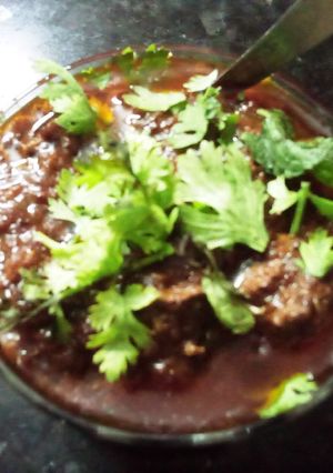 A picture of Bhunni kaleji masala.
