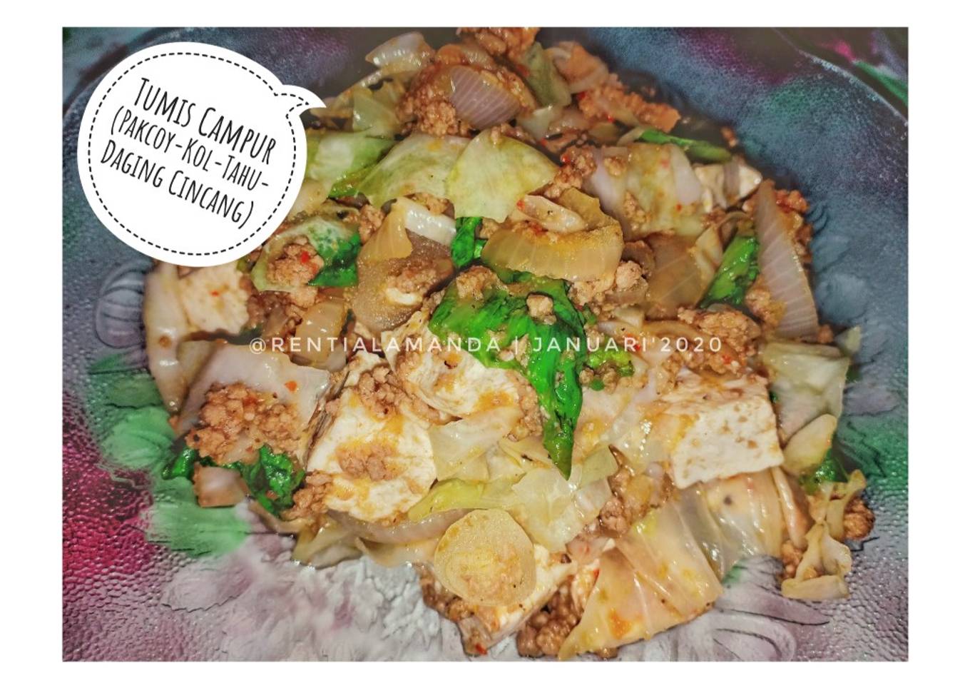 Tumis Campur (Kol-Pakcoy-Tahu-Daging Cincang)