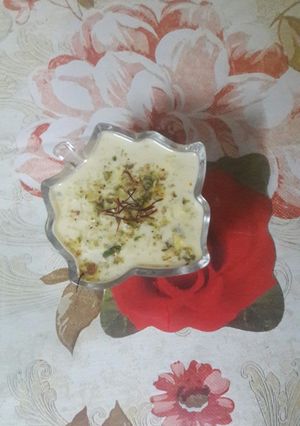 A picture of Rice kheer / Indian Rice pudding.