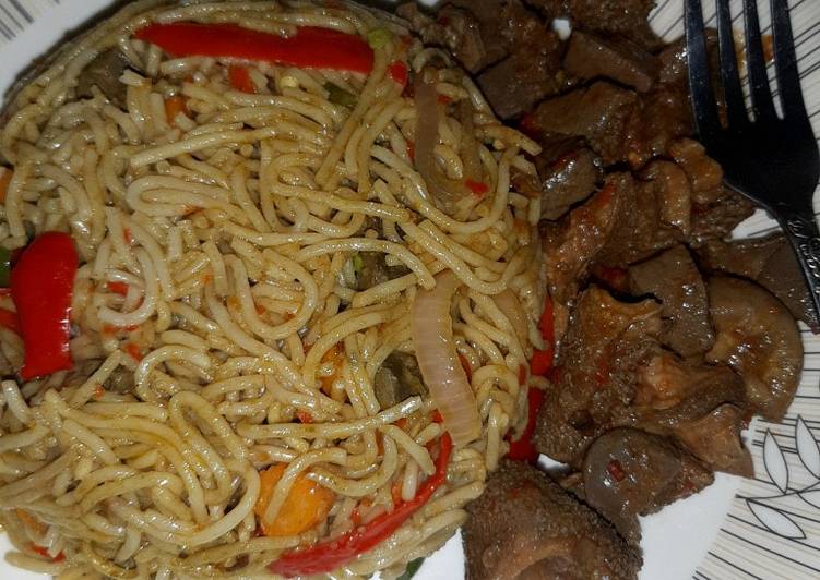 Step By Step Guide To Make Appetizing Stir Fry Pasta With Offal Pepper Soup Quick Recipe For Beginner Food Recipes From My Kitchen