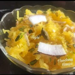 A picture of Tehri(Sweet Rice) Traditional Sindhi Rice served during weddings.