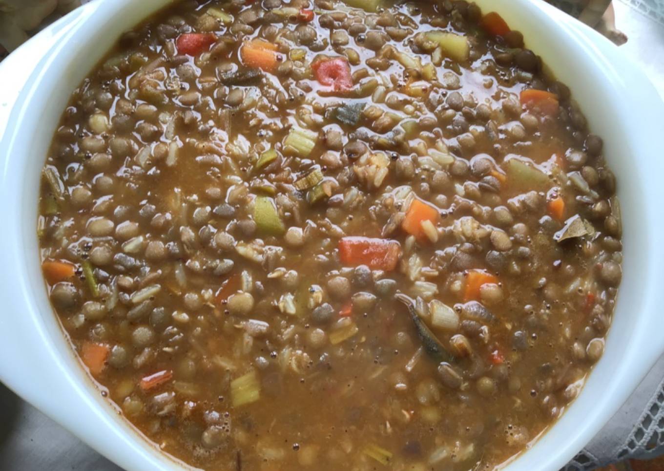 Lentejas estofadas con vegetales