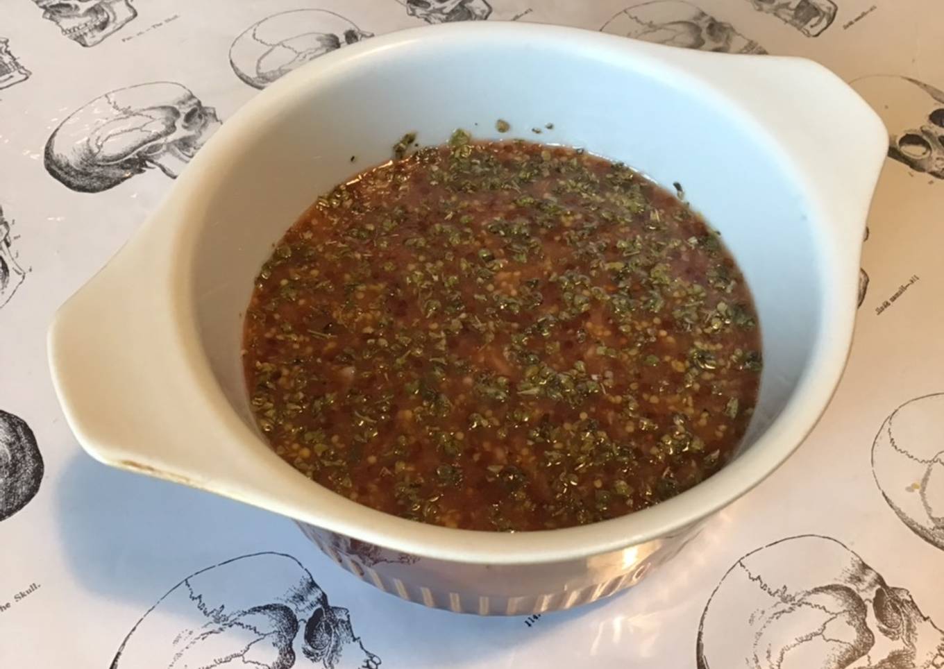 Marinade à la moutarde à l'ancienne,ail,orange,gingembre et origan (pour viandes et volailles)