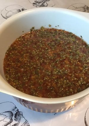 Une photo de Marinade à la moutarde à l'ancienne,ail,orange,gingembre et origan (pour viandes et volailles)