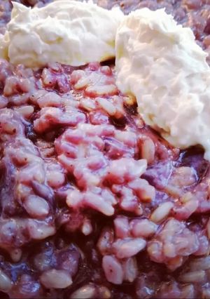 O poză a rețetei Risotto cu varză roșie, gorgonzola picantă și mascarpone.