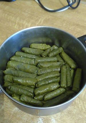 A picture of Stuffed Grape Leaves with Giada's Mix.